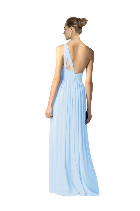 Sleeveless One Shoulder Soft Chiffon Light Sky Blue Long Bridesmaid Dress Adelaide