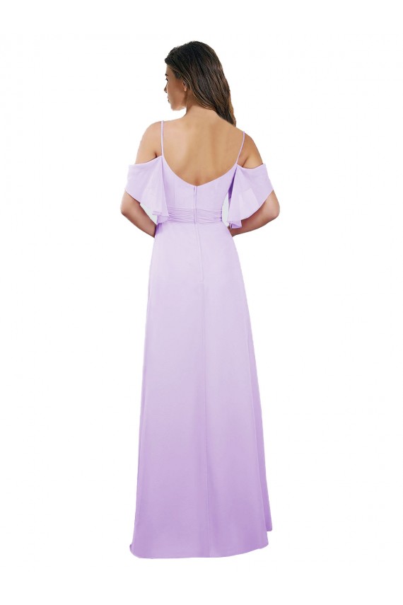 Cold Shoulder Sweetheart Soft Chiffon Lilac Long Formal Dress / Bridesmaid Dress Adelaide