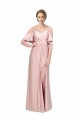 Cold Shoulder Off the Shoulder Silk like Satin Long Formal Evening Gown / Prom Dress / Bridesmaid Dress Adelaide