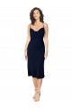 Sleeveless Cowl Neck Silk like Satin Dark Navy Midi Length Formal Evening Gown / Prom Dress / Bridesmaid Dress Adelaide