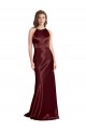 Sleeveless V-Neck Stretch Satin Burgundy Gold Long Formal Evening Gown / Prom Dress / Bridesmaid Dress Adelaide
