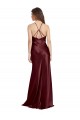 Sleeveless V-Neck Stretch Satin Burgundy Gold Long Formal Evening Gown / Prom Dress / Bridesmaid Dress Adelaide
