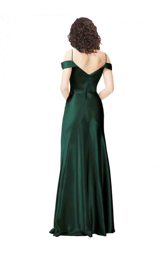 Sleeveless Spaghetti Straps Stretch Satin Hunter Long Formal Evening Gown / Prom Dress / Bridesmaid Dress Adelaide