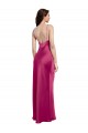 Sleeveless V-Neck Stretch Satin Fuchsia Long Formal Evening Gown / Prom Dress / Bridesmaid Dress Adelaide