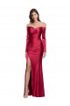 Long Sleeves Sweetheart Stretch Satin Dark Red Long Formal Evening Gown / Prom Dress / Bridesmaid Dress Adelaide